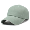 Casquette de baseball en coton lavé vert gris vintage avec visière incurvée classique - Réglable / Vert clair