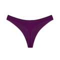Seamless dark purple thong for women with elastic ribbed waistband for fitness - Wine Red