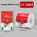Rouleau de stickers de Noël avec Père Noël, bonhomme de neige et texte Merry Christmas, 200 pcs - Style Père Noël et Bonhomme de Neige (LY-1064)