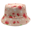 Cappello da pescatore rosa con fragole e fiori per protezione solare all'aperto - M (56-58cm) / Rosa