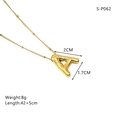 Detail view of gold balloon letter A necklace with size dimensions and weight specifications - Letter A(S-P062-A)
