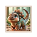 Wooden 3D cartoon stegosaurus puzzle for kids with 9 pieces in natural wood frame - Stegosaurus