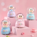 Luminous Crayon Shin-chan crystal balls in purple, blue and pink bases with Hello text - NO.30 Macaron Cartoon Style