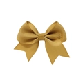 Pinza para el pelo hecha a mano con lazo de cinta de grosgrain en color amarillo dorado - Caqui
