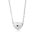 Collar con colgante de corazón en acero inoxidable con gema negra y cadena en O - Color Acero