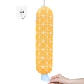 Wandmontierter Beutelspender aus orangefarbenem Canvas mit weißem Geomuster - Gelbes geometrisches Raster (mit Haken)