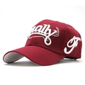 Deep red baseball cap with 3D Finally embroidery and curved brim in cotton twill - Burgundy