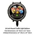18-inch racing car theme round foil balloon with checkered borders and traffic signs - 18-inch Round Balloon (Traffic Light)