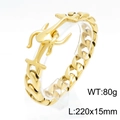 Bracelet gourmette punk doré pour homme en acier inoxydable, taille 220x15mm - Style Motif Dragon Or (KB151757-JX) / 220x15mm
