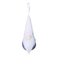 Christmas gnome pendant with white knitted hat and gray felt body ornament - White Mesh Hat