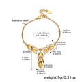 Gold stainless steel bracelet with zircon lily of the valley floral charms and lobster clasp - 16+5cm / Gold Bell Bracelet (TXE340)