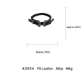Détail du choker en cuir PU noir avec double boucle en alliage et longueur de 29cm - Choker Spice Girl Robuste X3954