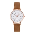 Montre à quartz élégante avec bracelet en cuir marron et boîtier en or rose sur cadran blanc - Marron