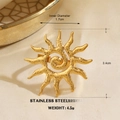 Goldener Edelstahlring mit Sonnenstrahlen-Muster und gehämmerter Metalloberfläche - Gehämmertes Spiral-Sonnen-Stil (1571)