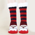 Chaussettes de Noël épaisses à rayures rouges et bleues avec doublure polaire - Taille unique / Père Noël Rouge Bleu