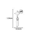 Silver stainless steel labret stud with two rectangular cubic zirconia stones 1.54cm - Silver Double Zirconia (2622-2# Silver)