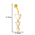 Golden belly button ring with three tiered heart-shaped zirconia stones, 3.81cm long - 0188-5# Triple Heart Drop Style / Gold