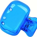 Translucent blue plastic hair claw clip with wide rounded grip and metal spring - Blue