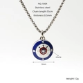 Blue nautical anchor compass pendant necklace in stainless steel with red helm detail - Red Ship Wheel Style (ZYS1804)