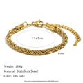 Detalle de la pulsera de eslabones retorcidos bicolor en acero inoxidable oro 18K y plata - Pulsera de 17+5CM (Bicolor Oro/Plata)