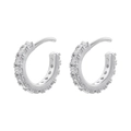 Dettaglio di orecchini a cerchio in argento con pavé di zirconi e chiusura a scatto - VE1287 (12*12mm) / Oro Bianco