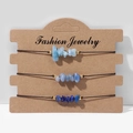 Three-piece bohemian set of irregular blue crystal stone hand-woven bracelets on card - FK0063 Gradient Blue Series Set