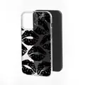 Clear iPhone case featuring a stylish black lip print pattern on a transparent finish - iPhone 14 / Clear Black Lip-ZJ964