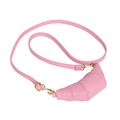 Pink crescent horn shaped crossbody bag for kids made of textured PU leather - Pink