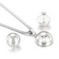 Silver stainless steel jewelry set featuring a snake chain and spherical bead pendants - Silver Round Bead Style (KS199449-K)