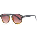 Retro oversized sunglasses with black frame, tortoise lower rim and gradient brown lenses - Black and Tortoise with Tea Gradient Lenses