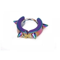 Rainbow punk spike hoop earring in colorful polished stainless steel for men - 4-Spike Ear Hoop / Colorful