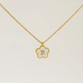 Collar de acero inoxidable 18K dorado con colgante de trébol de nácar y la letra B - 1527 Oro-Letra B