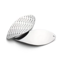 Set of two silver leaf-shaped stainless steel pendants with textured and mirror finishes - Diamond Pattern Leaf Pendant 17mmx37mm