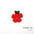Red snowflake felt ornament with green bow and gold stitching for Christmas decor - Snowflake - Red