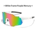 Lunettes de cyclisme à monture blanche et verres miroir violets pour le sport extérieur - Monture Blanche Violet Mercure