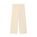 Pantalón ancho crema para mujer con bordado elegante y diseño de cintura alta - XS / Pants