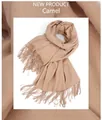 Classic camel winter scarf with long tassels made of soft cashmere-textured fabric - 200*70cm / Thickened Tassel Style / Camel
