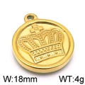 Vintage golden metal crown charm pendant with 18mm width and engraved details - Gold Crown 18mm (KLJ5945-Z)