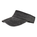 Unisex washed cotton sun visor hat in vintage charcoal black with adjustable top - Black