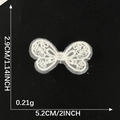 White lace butterfly embroidery patch for DIY crafts measuring 5.2cm by 2.9cm - Wide Lace Bow (9) / White