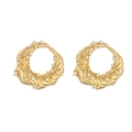 Golden hoop earrings with twisted metal texture and sparkling cubic zirconia stones - Gold Twisted Texture Hoop 1 Pair