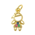 Ciondolo a forma di ragazza dorata con pietre preziose e anello di aggancio - Bambina - Oro/Arcobaleno
