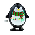 Wind-up penguin toy with red and green striped scarf for festive Christmas gifts - Wind-up Walking Oval Penguin Black