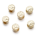 Macro shot of six gold-plated CCB beads featuring engraved peace symbols for DIY jewelry - Gold Style 15 (Peace Symbol)
