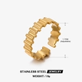 Anello regolabile in acciaio inossidabile placcato oro 18K con bordo ondulato geometrico - Anello Geometrico Dorato
