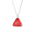 Elegant silver titanium necklace with triangle cut red crystal pendant for women - Silver Red Triangle Necklace (KN231978-K)