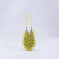 Handmade yellow crystal acrylic beaded handbag with unique spiked texture and metal hooks - Yellow