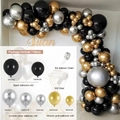 110pcs balloon arch kit with black, chrome gold, and silver latex balloons for party decor - Black Chrome Gold Chrome Silver Style (Set 058)
