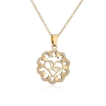 Detail of 18K gold plated MOM necklace with sparkling zircon flower pendant and heart motifs - 21805-Flower Hollow MOM Pendant