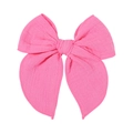 Bright pink 5.4-inch jacquard cotton bow hair clip with textured weave and fishtail design - Bright Pink (35)
